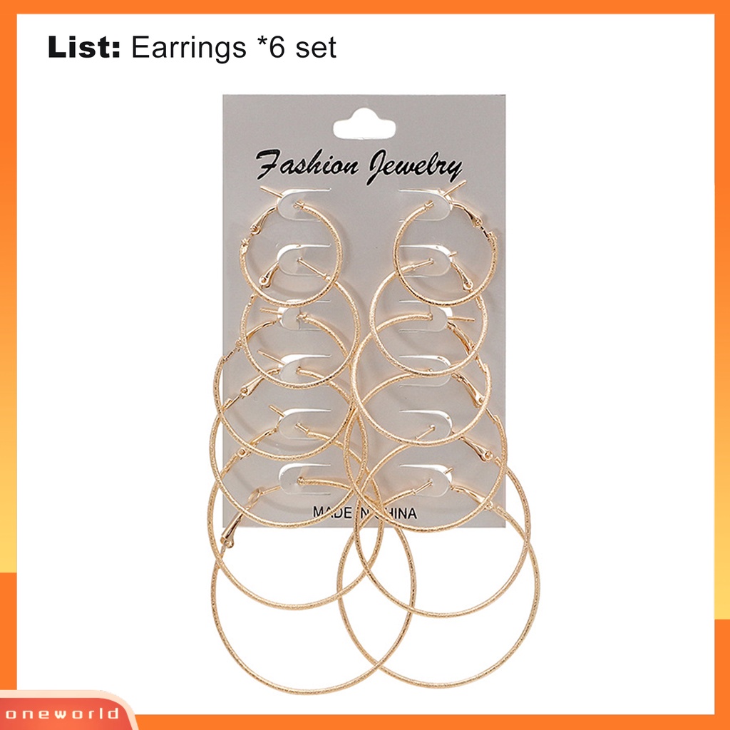 [WOD] 6pasang Anting Lingkaran Anting Tusuk Simple Punk Metal Bulat Halus Untuk Wanita