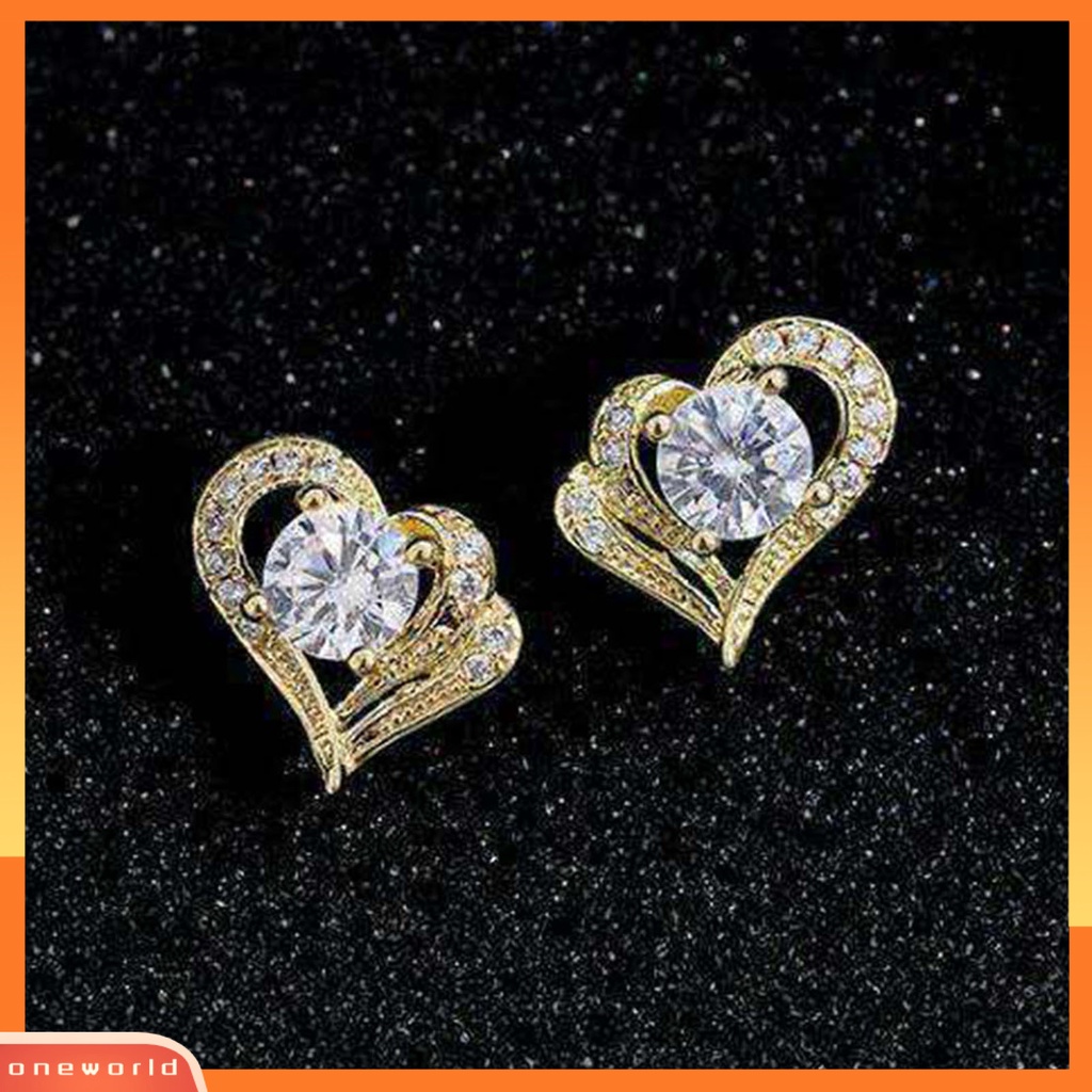 [WOD] 1pasang Anting Wanita Berbentuk Hati Fashion Perhiasan Alloy Woman Ear Studs Jewelry Gift Untuk Pesta