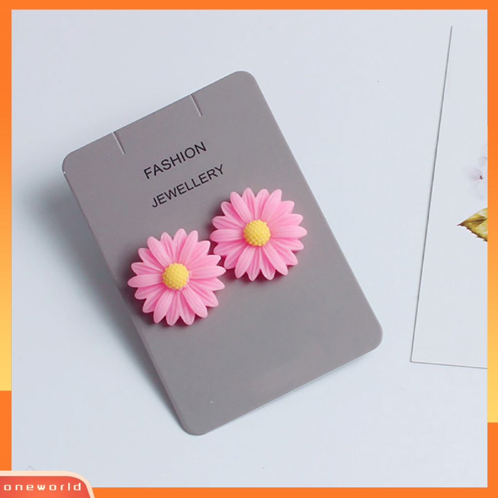 [WOD] 1pasang Ear Stud Anting Bunga Matahari Bahan Plastik Cantik Lucu Untuk Wanita