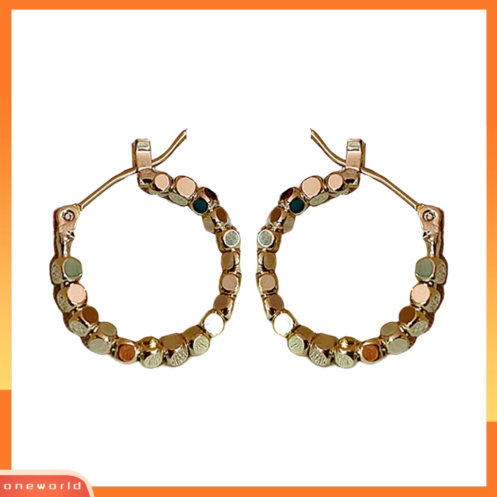 [WOD] 1pasang Anting Wanita Bentuk Bulat High-end Berongga Keluar Vintage Huggie Earrings Hadiah