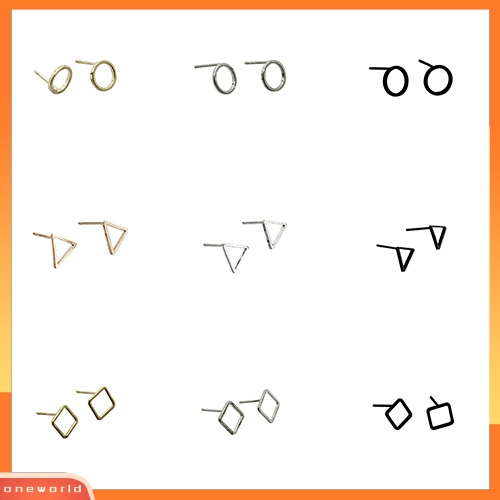 [WOD] Sederhana Persegi Panjang Segitiga Hexagon Wanita Geometris Anting Ear Studs Perhiasan