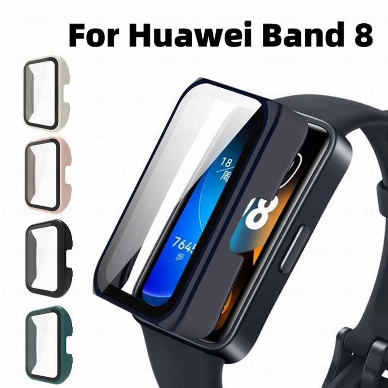 Full Cover Tempered Glass+PC Bumper Pelindung Case Untuk Huawei Band8 Smartband Pelindung Layar Nyala Untuk Huawei Band8