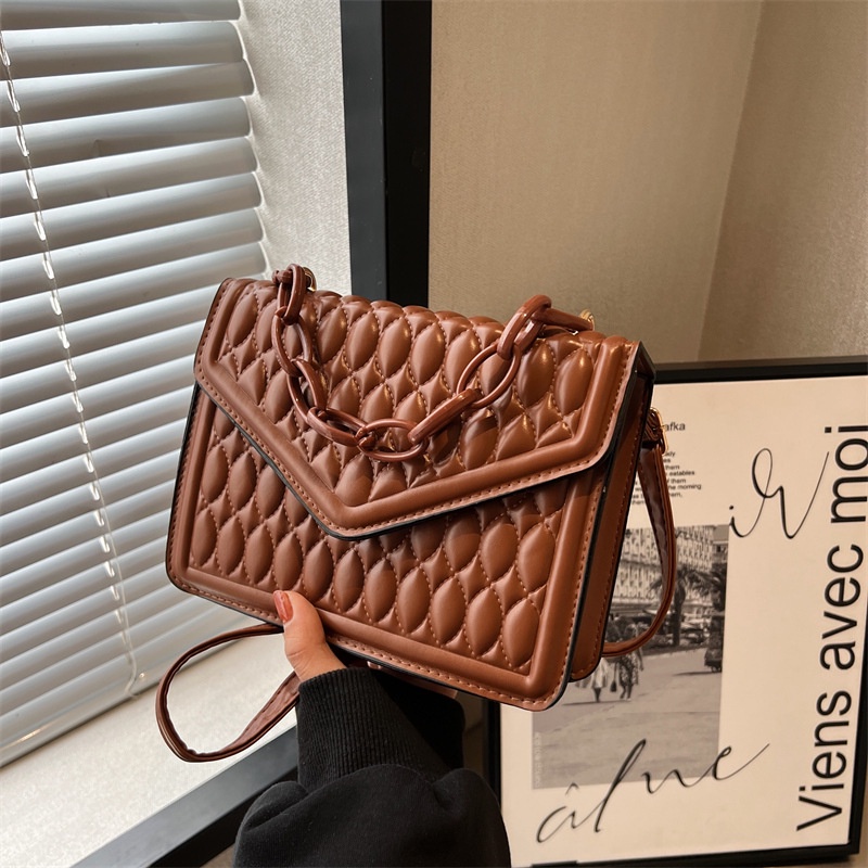 Tas kecil tekstur kasual retro sederhana tas tangan warna solid satu bahu tas tangan persegi kecil