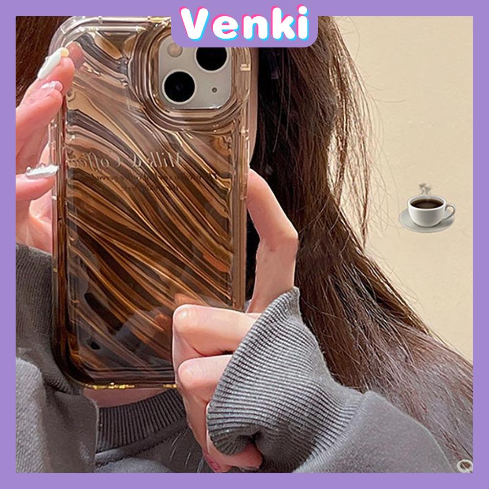 VENKI - iPhone Case untuk iPhone 11 Laser Reflektif Bening Phone Case TPU Soft Shockproof Airbag Case Coklat Sederhana Kompatibel dengan iPhone 14 13 Pro Max 12 Pro Max XR XR 7Plus 8Plus