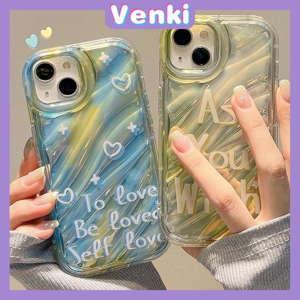 VENKI - iPhone Case untuk iPhone 11 Laser Reflektif Transparan Ponsel Case TPU Soft Shockproof Airbag Case Bahasa Inggris Sederhana Kompatibel dengan iPhone 14 13 Pro Max 12 Pro Max XR XR 7 8