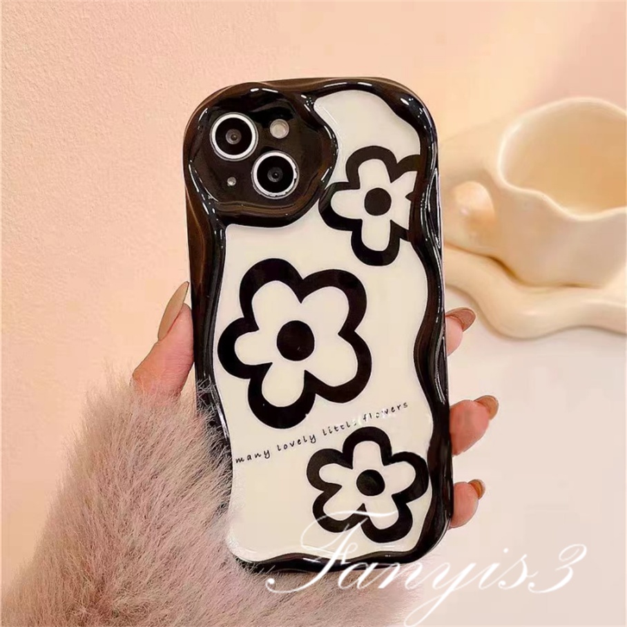 Redmi 12C A1 10C 10 10A 9 9A 9C 9T Note 12 12s 11s 10s 11 10 9s 9 Pro Xiaomi Poco X3 X3NFC X3Pro 12 11 Lite Garis Bunga Dan Kupu-Kupu Wavy Curved Edge Phone Case TPU Soft Cover