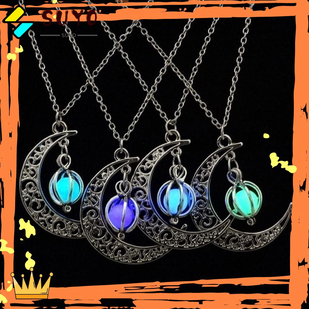 Suyo Kalung Bercahaya Unisex Hadiah Xmas Perak Berlapis