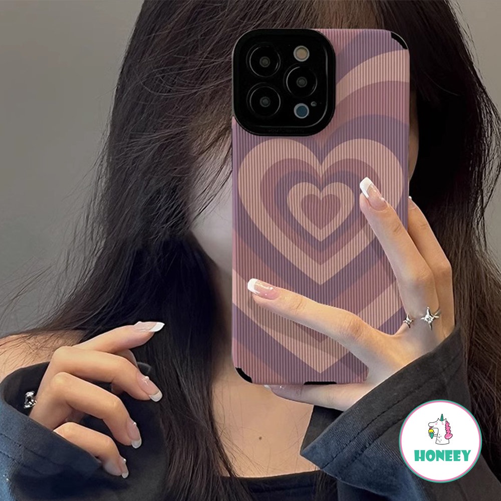 Casing Ponsel Cinta Gradasi Ungu Fashion Untuk iPhone 14 Pro Max13 12 11 Pro Max XR X XS Max 7 8Plus Garis Warna-Warni Penutup Belakang