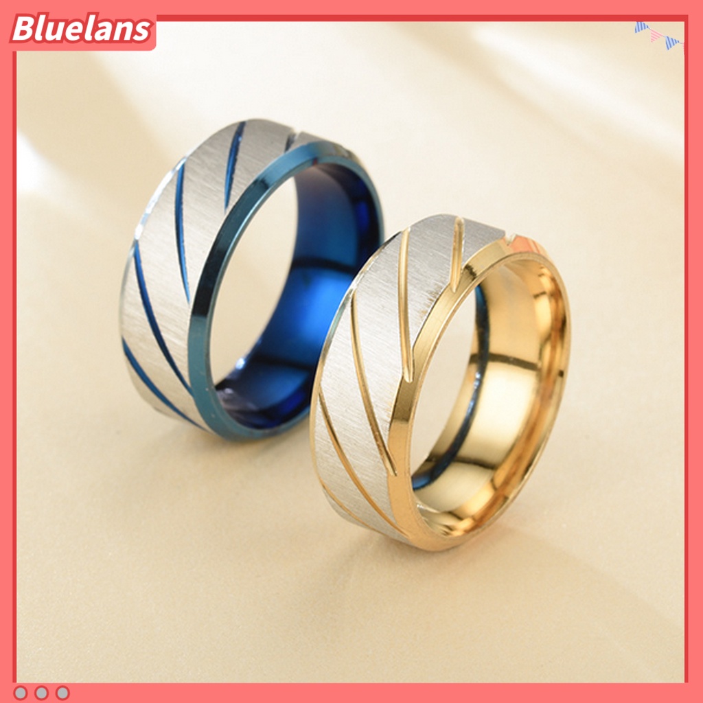 [BLS] Cincin Couple Pola Twill All-match Pengerjaan Halus Stainless Steel Geometris Mengkilap Unisex Rings Untuk Tunangan