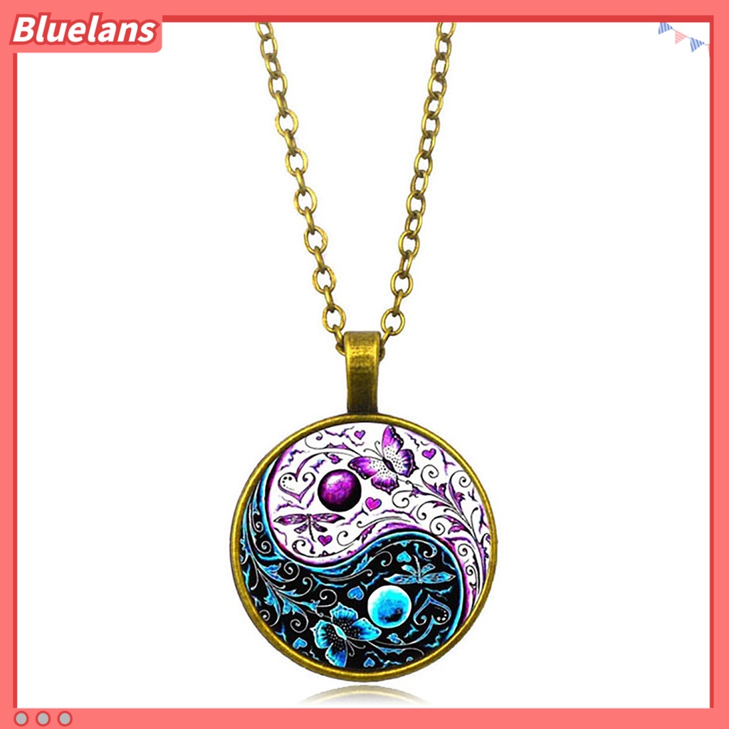 [BLS] Tai Chi Liontin Unisex Kalung Gaya China Fashion Jewelry Kalung Sweater Motif Kupu-Kupu Dua Warna Untuk Halloween