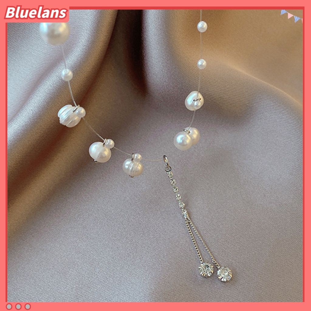 [BLS] Wanita Kalung Mutiara Imitasi Jumbai Paduan Adjustable Bright Luster Necklace Fashion Hadiah