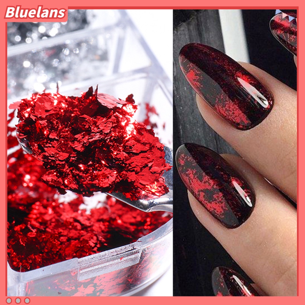 [BLM] 6kisi /Box Manicure Foil Decal Kreatif Menggemaskan Tekstur Mengkilap Hiasan Kuku Stiker Partikel Foil Untuk Penggunaan Pribadi