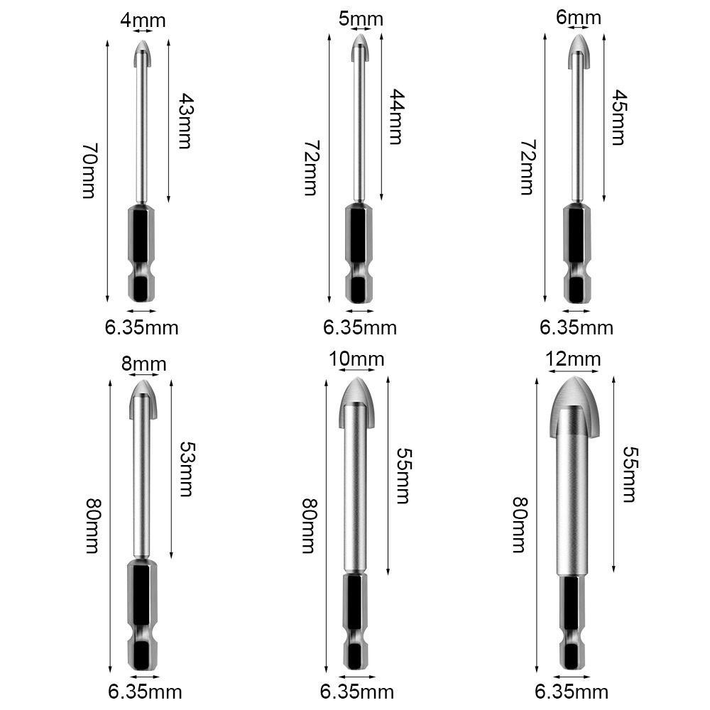 TOP Mata Bor 6.35mm Shank Keramik Tile Flat Hole Opener Lubang