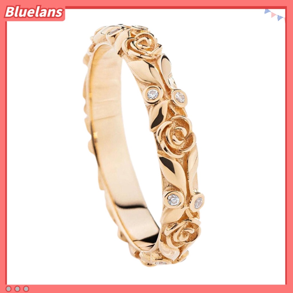 [BLS] Cincin Wanita Rose Rhinestones Perhiasan Berkilau Terang Kilau Jari Cincin Untuk Pernikahan