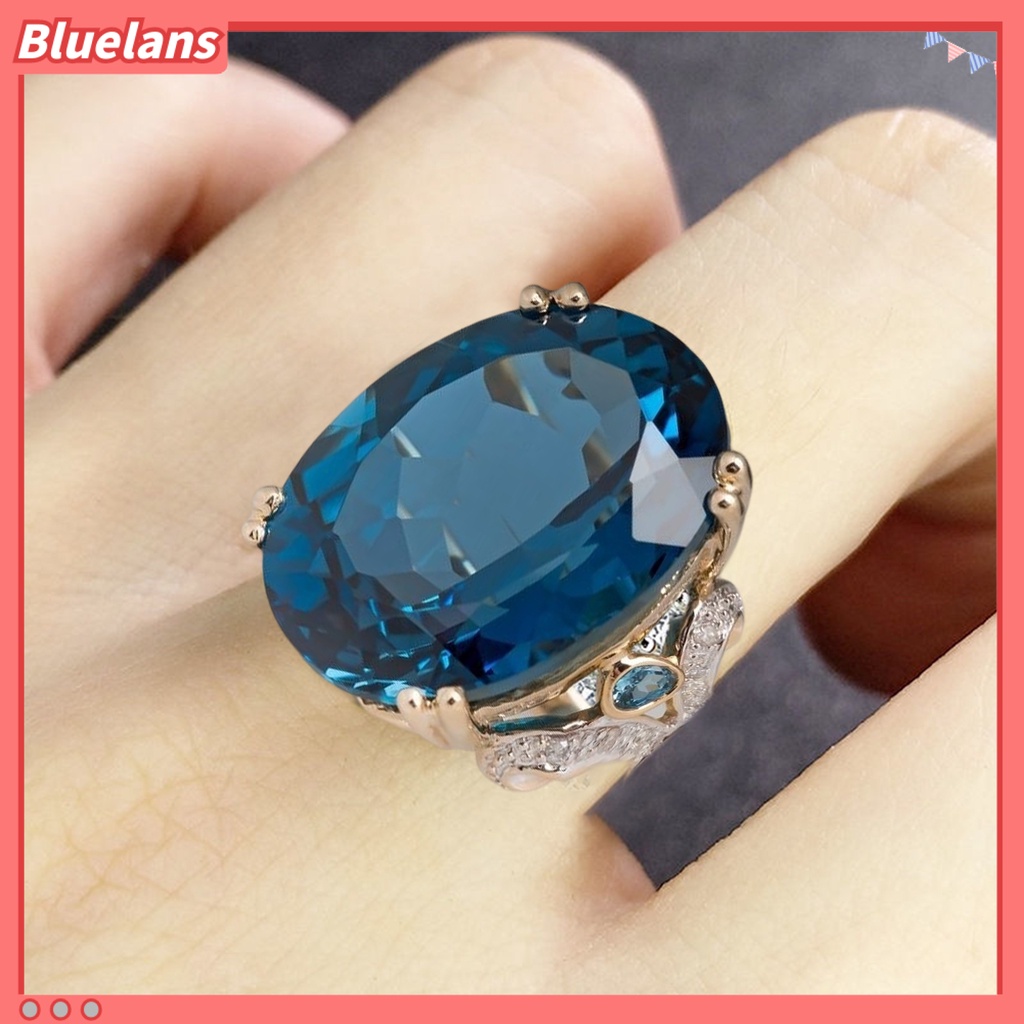 [BLS] Wanita Cincin Vintage Dua Warna Electroplating Geometris Mengkilap Terang Kilau Dekorasi Perhiasan Hadiah Telur Angsa Cubic Zirconia Pernikahan Pertunangan Cincin Untuk Anniversary