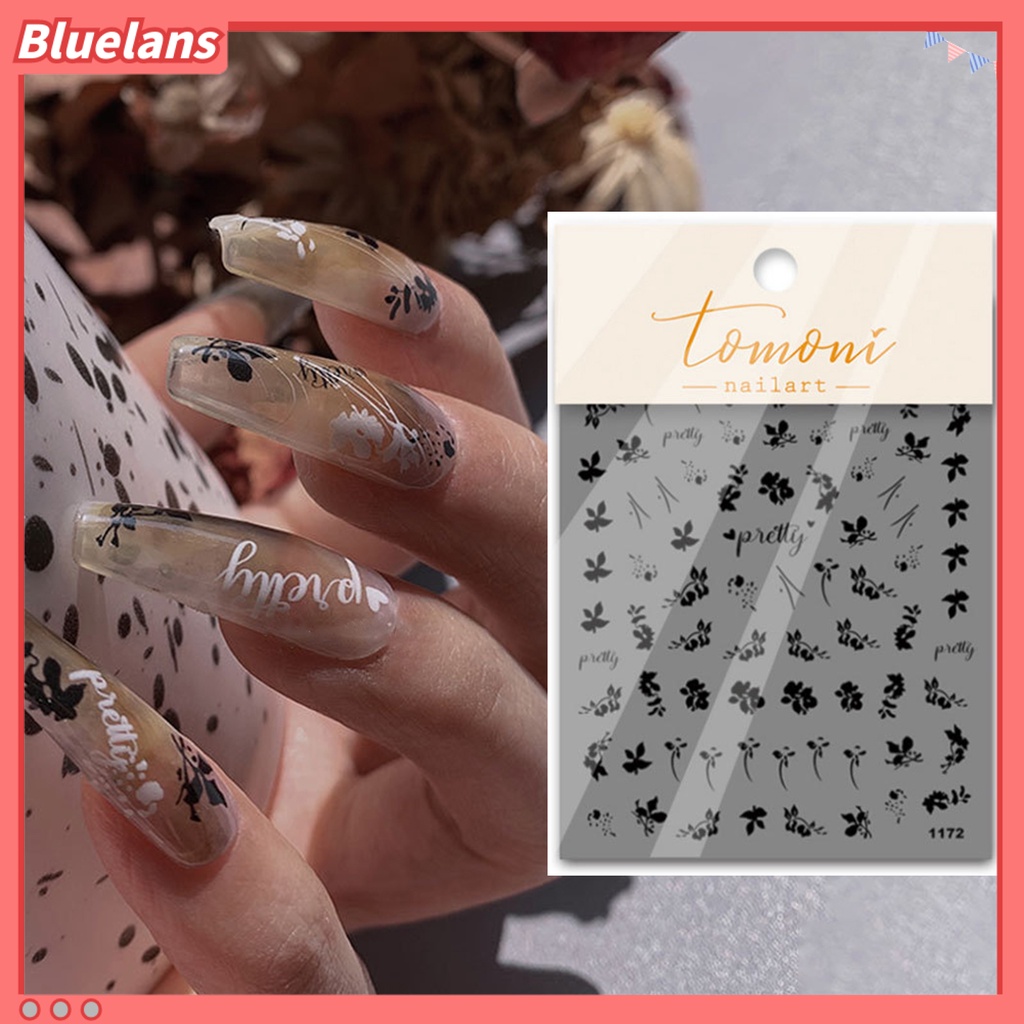 [BLM] 1lembar Manicure Decals Fleksibel DIY Seamless Girls Nailnail Mini Stiker Bunga Untuk Salon