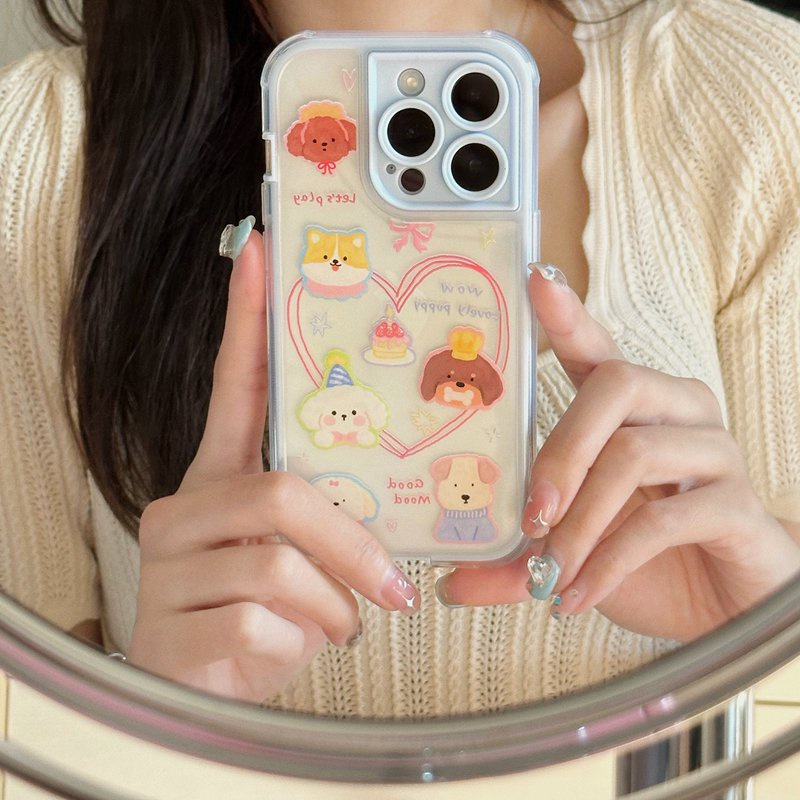 Graffiti Love Puppy Soft TPU Case iP iPhone 14 + Plus 11 12 13 Pro Max 2in1 FTD Girl Woman Casing Apple