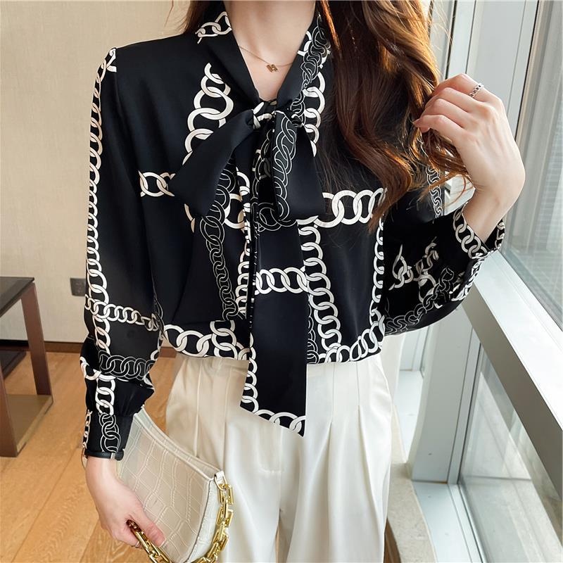 CHUBBI Top Blouse Kemeja Loose Perempuan Fashion Korea Ikat Pita