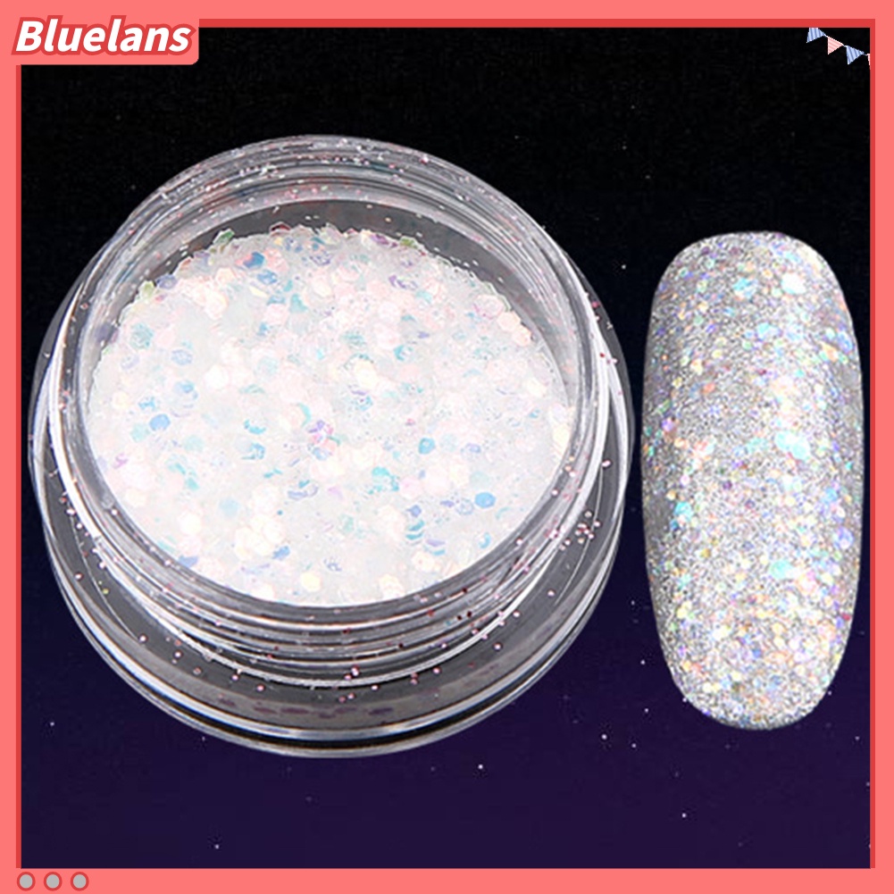 [BLM] 8kotak Kuku Laser Glitter Bubuk Pigmen Nail Art Decor DIY Gel Tips Aksesori