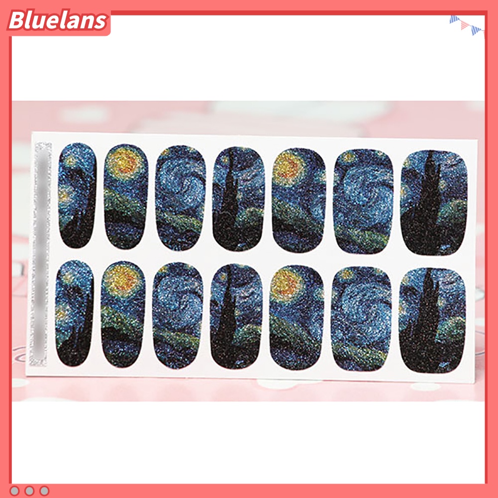 [BLM] 14pcs Stiker Kuku Langit Berbintang Art Decal Manicure Aksesori Wanita Alat Kecantikan
