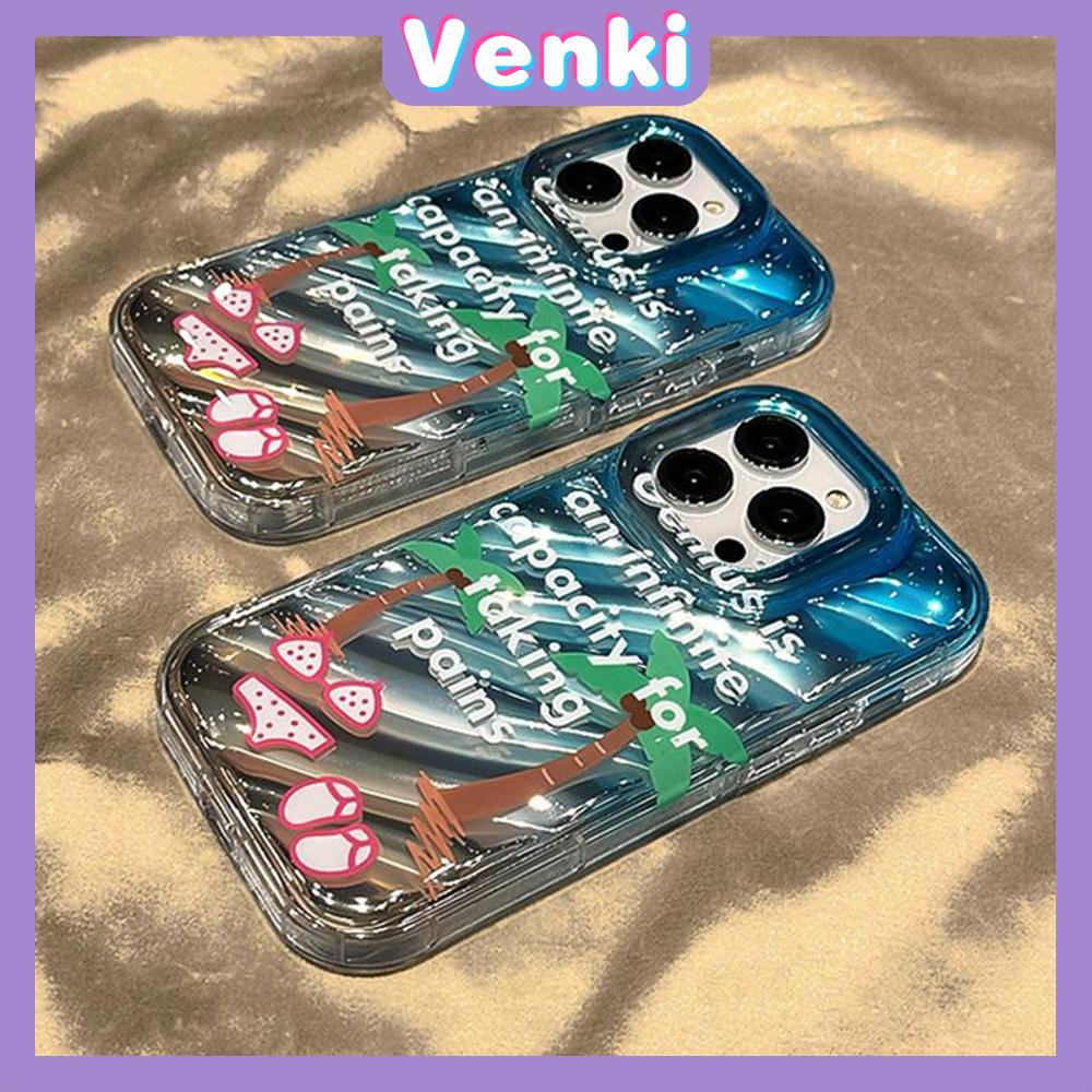 VENKI - Untuk iPhone 11 Transparan Laser Reflektif Ponsel Case TPU Soft Airbag Tahan Guncangan Ponsel Case Gradien Grafiti Keren Berdiri untuk iPhone 14 13 Pro max 12 Pro Max XR XR 7 8Plus