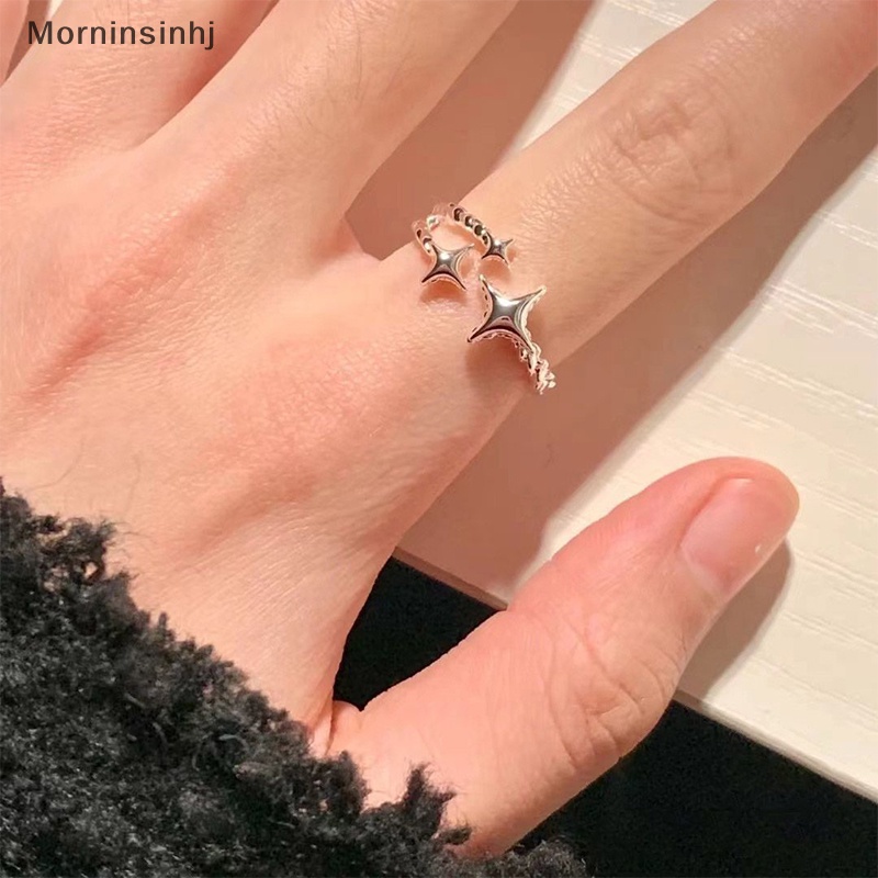 Mornin Cincin Gaya Korea Warna Silver Ins Bintang Keren Simple Fashion Opening Adjustable Finger Rings Untuk Wanita Perhiasan Pesta Hadiah id