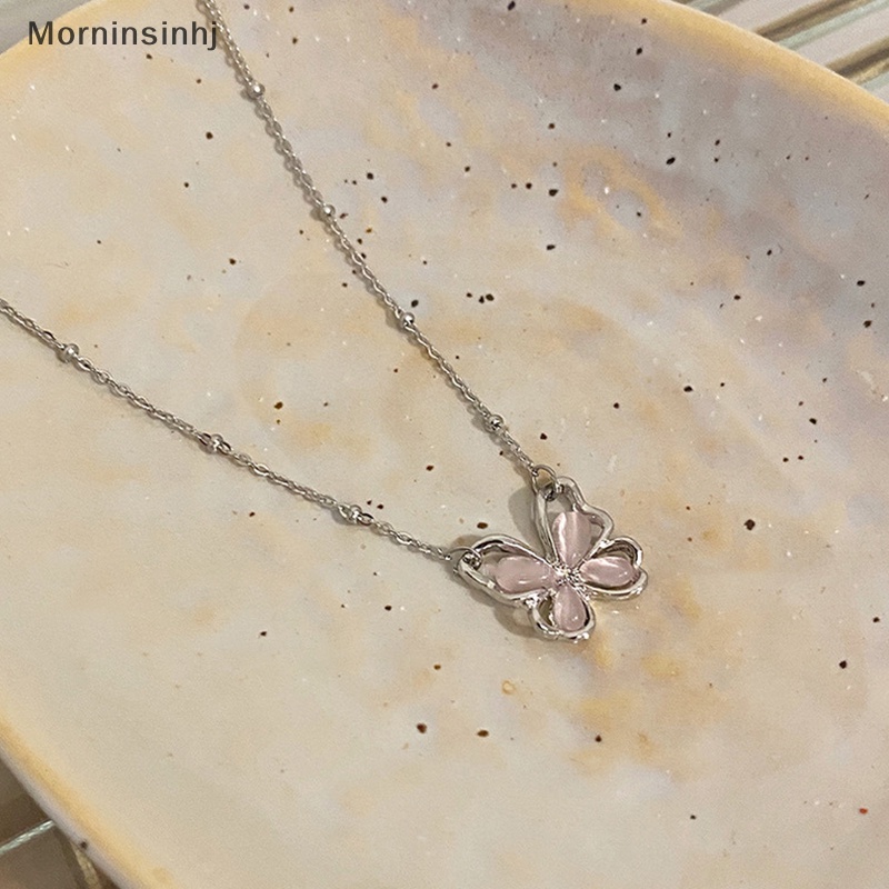 Mornin Shiny Butterfly Necklace Indah Warna Silver Kristal Berlian Imitasi Liontin Rantai Kalung Untuk Wanita Pesta Pernikahan Perhiasan Hadiah id