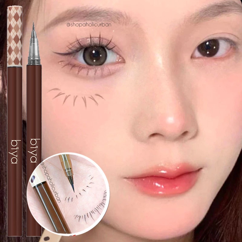 BIYA Eyebrow Pen Menggambar Alis dan Bulu Mata Eyelash Pen Eyeliner Liquid 4D Waterproof