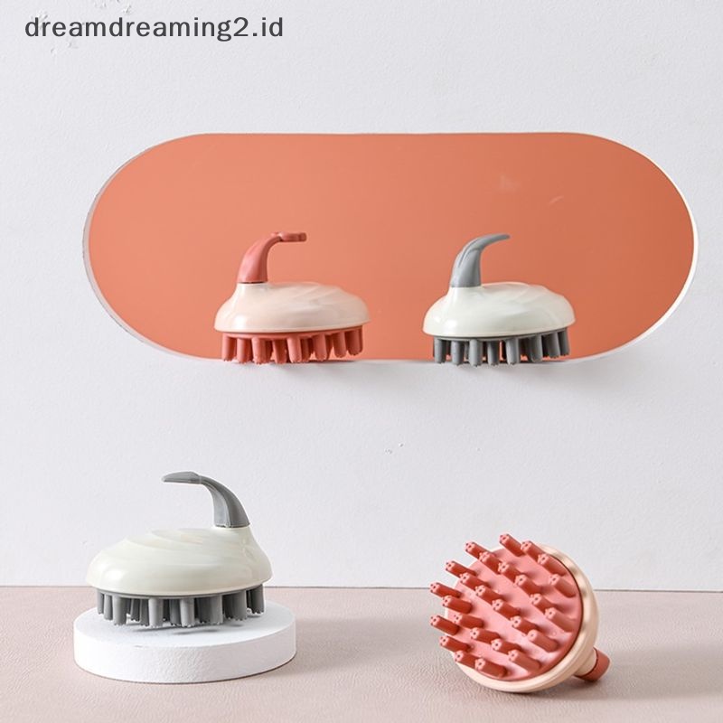 (drea) 1pc Sikat Shampo Silikon Gatal Sisir Pijat Kulit Kepala Shower Brush Produk Mandi //