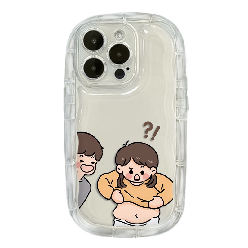 IPHONE Shockproof Case Kompatibel Untuk Iphone13 11 14 12 Pro XS Max X Xr7 +8 Plus Casing Pasangan Lucu Soft Phone Transparan TPU Silicone Cover