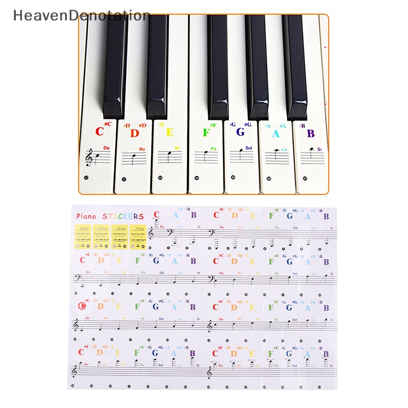 [HeavenDenotation] Nota Keyboard Stiker88 /61 /54 /49 /37 keys Piano Sticker Transparan HDV