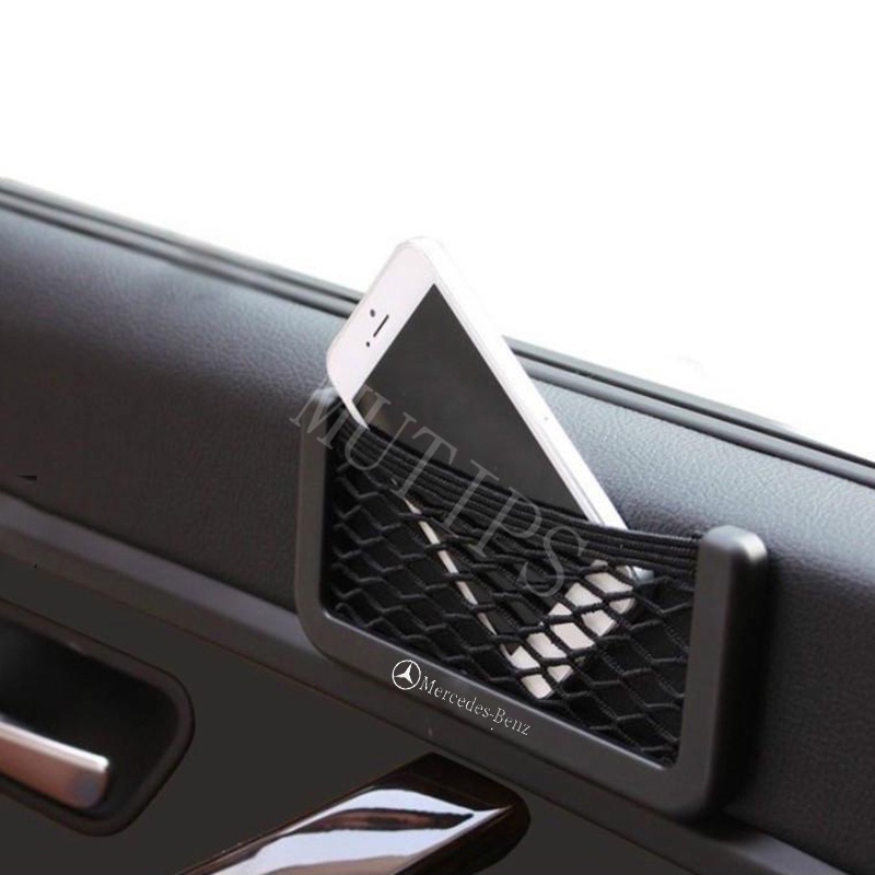 Mercedes Benz Tas Penyimpanan Jaring Kursi Mobil Universal Berkualitas Tinggi Phone Holder Pocket Untuk AMG W205 W212 W204 W220 W206 W124 EQE EQC W207 W211 W213 W218 W2222
