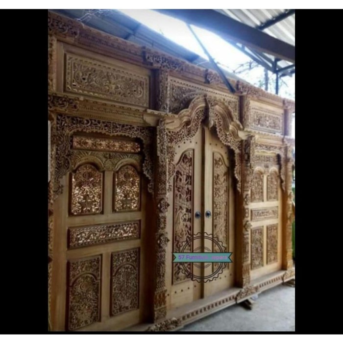 Pintu Rumah - Pintu Pedopo - Pintu Gebyok Full Ukir Kayu Jati