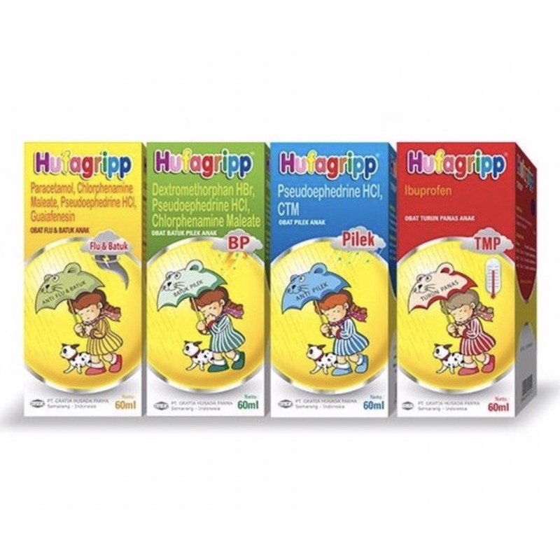 Hufagrip sirup 60 ml BP | TMP | Pilek | Flu batuk ( mengobati demam & batuk pilek anak )