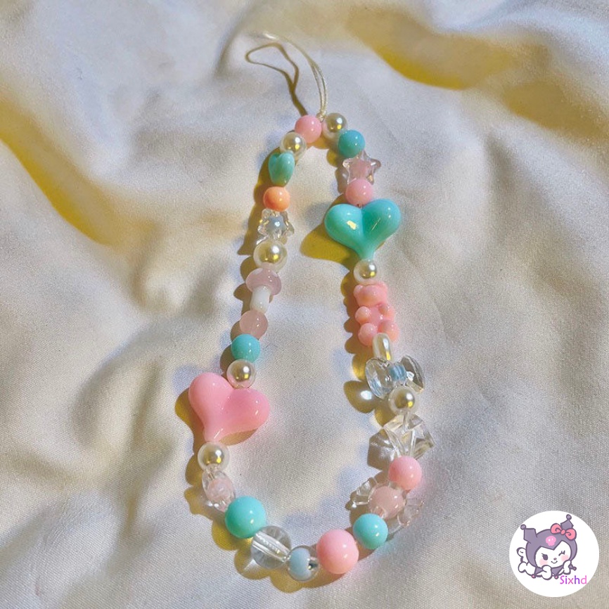 Kartun Boneka Telepon Lanyard Gelang Manik-Manik Universal Untuk iPhone Android Gaya Jepang Korea phone Case Liontin Dekorasi Aksesoris Telepon Serbaguna Pendant