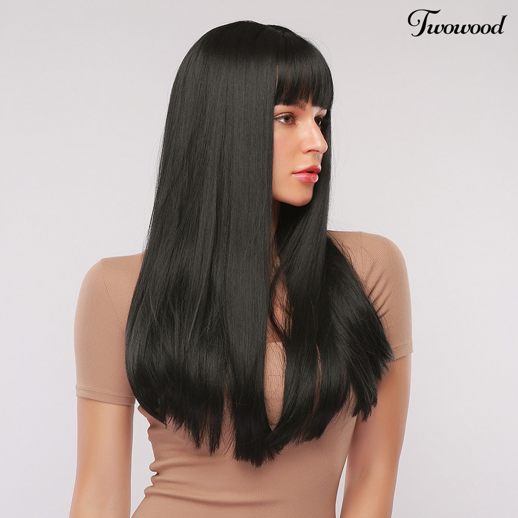 Twowood Wanita 28inch Rambut Sintetis Extension Tahan Panas Hairpiece Lurus Panjang