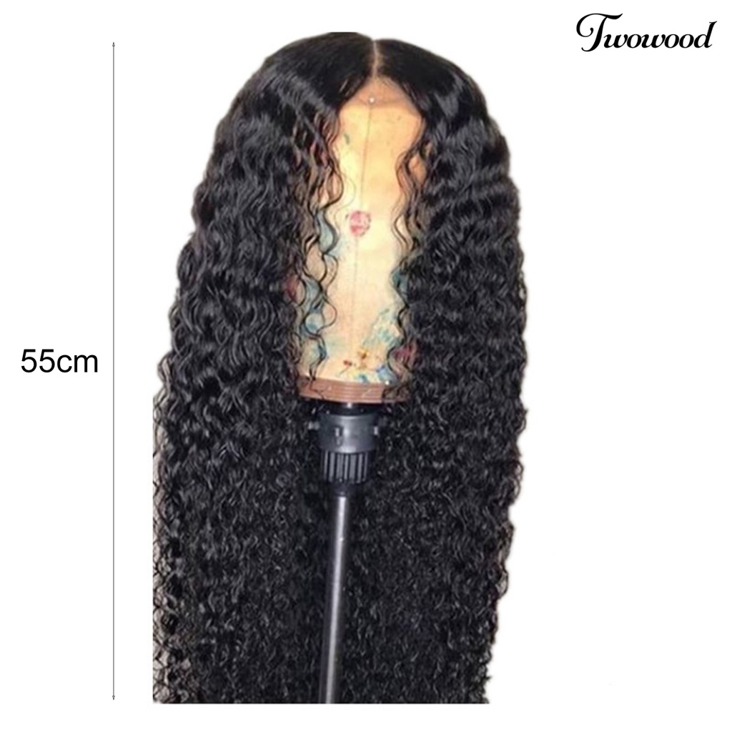 Twowood Curly Wig Mudah Dipakai Lembut Berbulu Trendi Sehat Alat Makeup Suhu Tinggi Sutra Afrika Keriting Rambut Wanita Wig Untuk Pesta