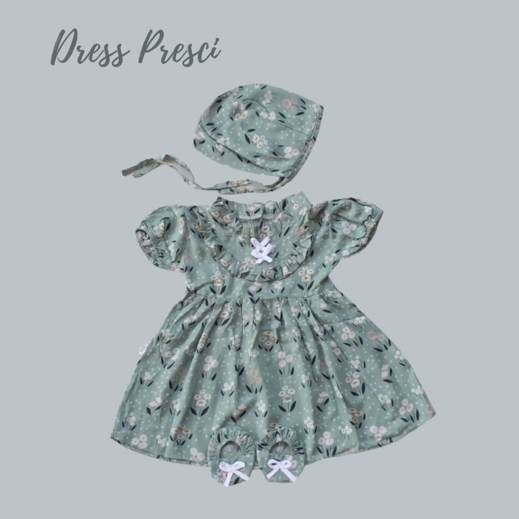 SALE 10.10 Plazababyku BBB DRESS PRESCI dress anak bayi dress anak perempuan motif polkadot free bonnet+sepatu