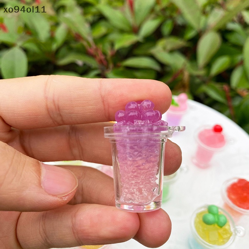 Xo 2Pcs Luminous Fruit Ice Cream Cup Ornamen Mini Warna Micro Landscape Dekorasi Rumah Boneka Miniatur Mainan OL