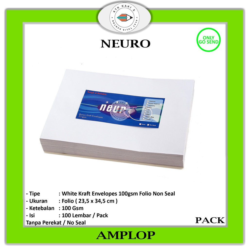 

NEURO - Amplop Putih Folio Tidak Ada Perekat - Pack - Gosend