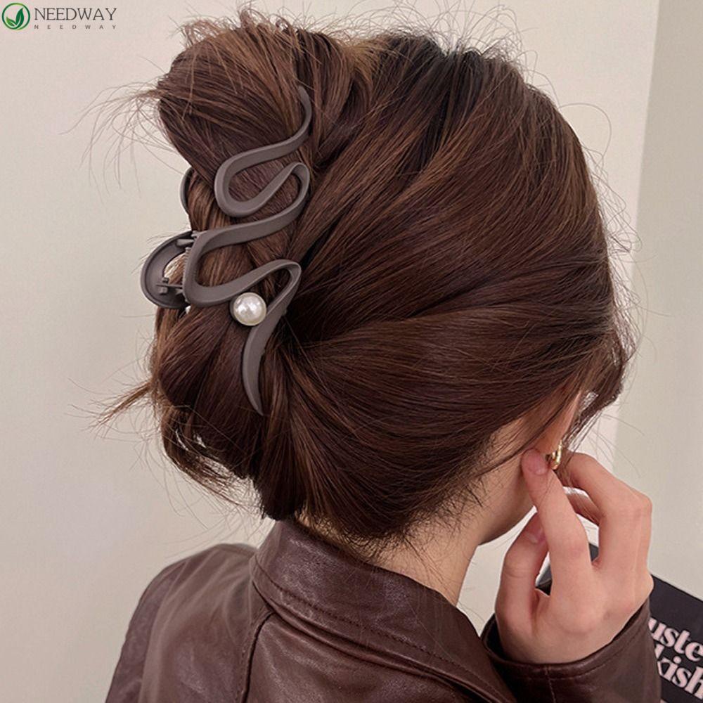 Needway Gelombang Rambut Cakar Elegan Ins Besar Hiu Klip Baru Heardress Fashion Hiasan Kepala Ponytail Holder Korea Hiu Klip