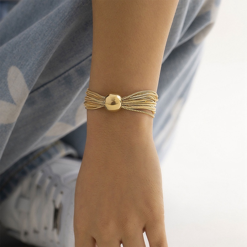 Gothic Memutar Chunky Rantai Gelang Di Tangan Wanita Vintage Besar Manik Bola Liontin Bangles Grunge Perhiasan