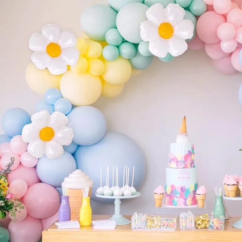 10pcs /Set Klip Balon Berbentuk Mekar/ Balon Bunga Kombinasi Memperbaiki Snaps/ Perlengkapan Dekorasi Pesta Happy Birthday