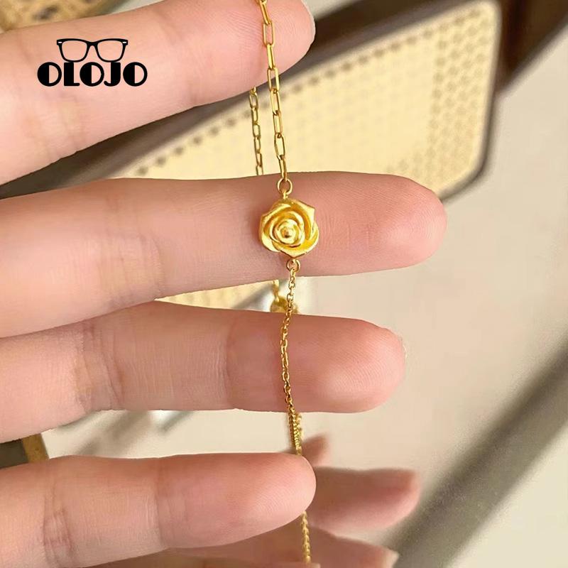 [Olojo Gelang Mawar Pasangan Ladybro Hadiah Ulang Tahun Gadis Elegan Gelang Bunga