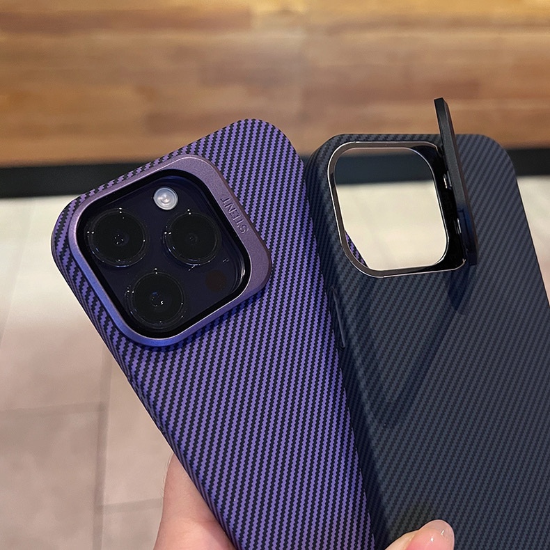 New Advanced Carbon Fiber Phone Case for iPhone 14 13 12 Pro Max Ultra Thin with Stand Lens Film Anti Drop iPhone 14 Promax Case