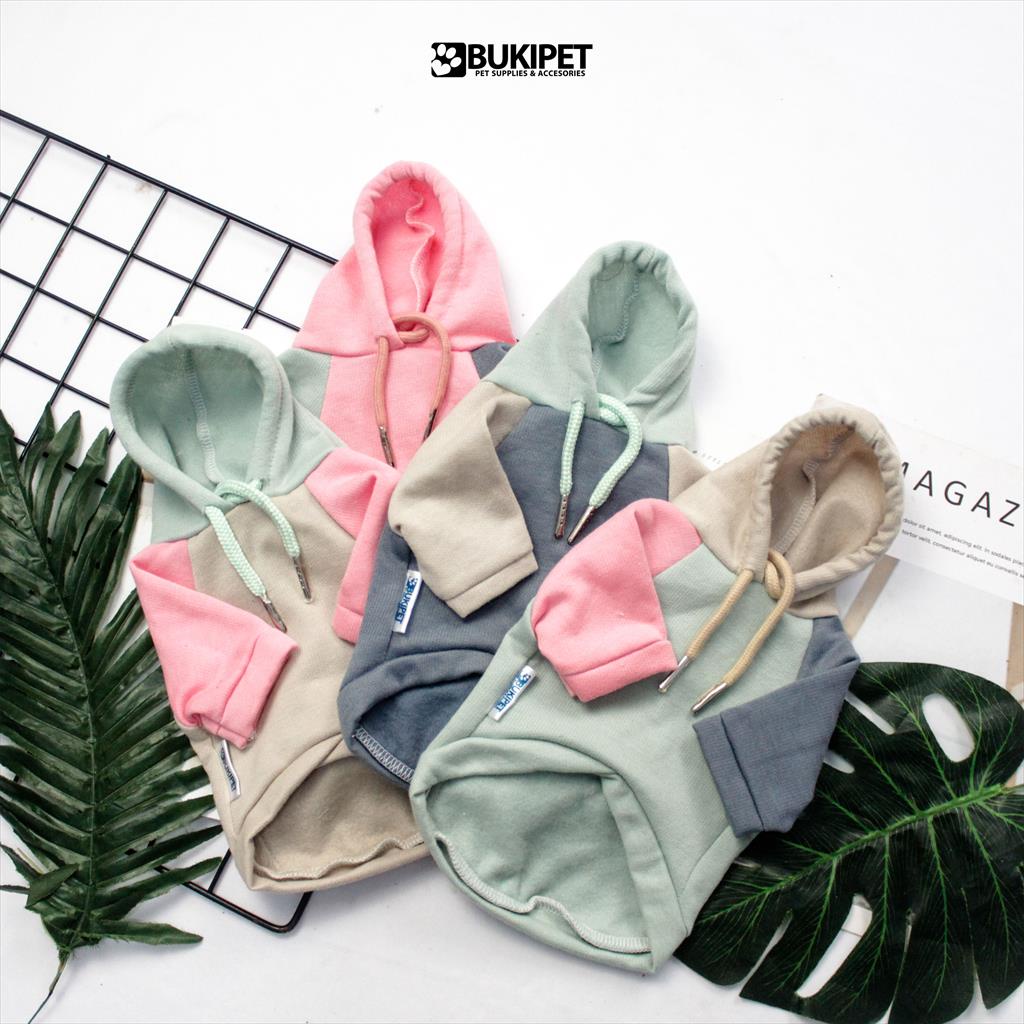 baju kucing anjing kelinci monyet lucu murah aksesoris hewan kecil - BUKIPET COLOUR BLOCK HOODIE