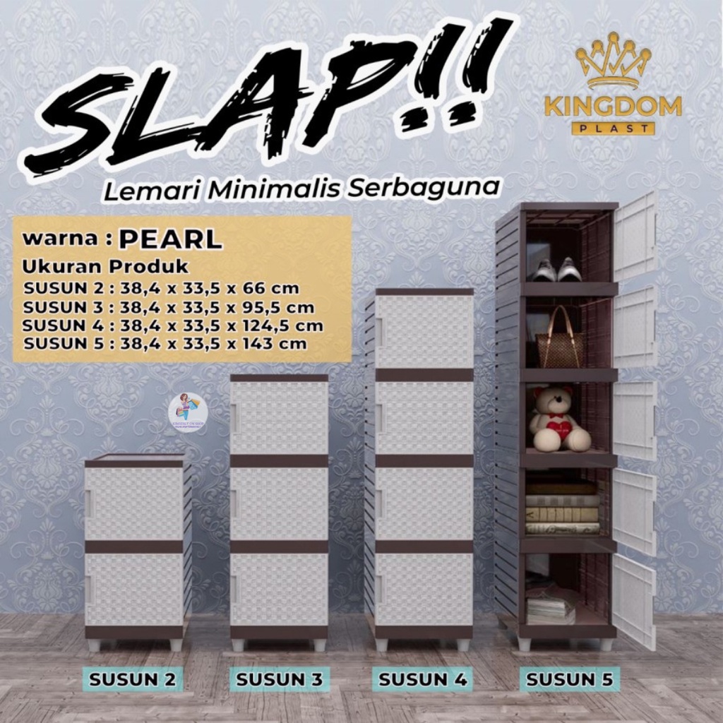 Lemari Plastik Slap Susun Serbaguna Minimalis Pearl Kingdom