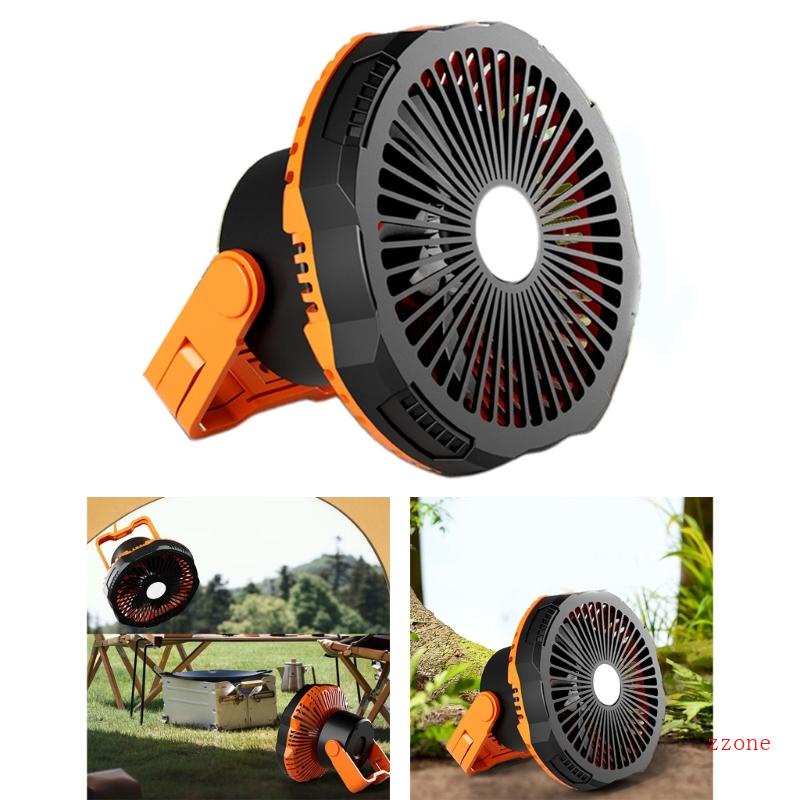 Zzz Kipas Camping Dengan Lampu Portable 4000mAh Fan USB Rechargeable Kipas Outdoor Kipas USB