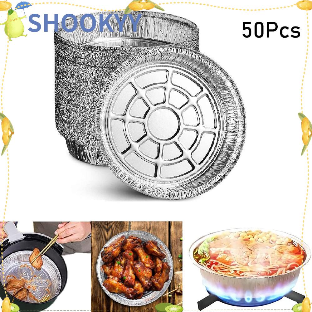 Chookyy 50Pcs Aluminium Foil Kotak Kaleng Disposable Roasting Microwave Air Fryer Liner