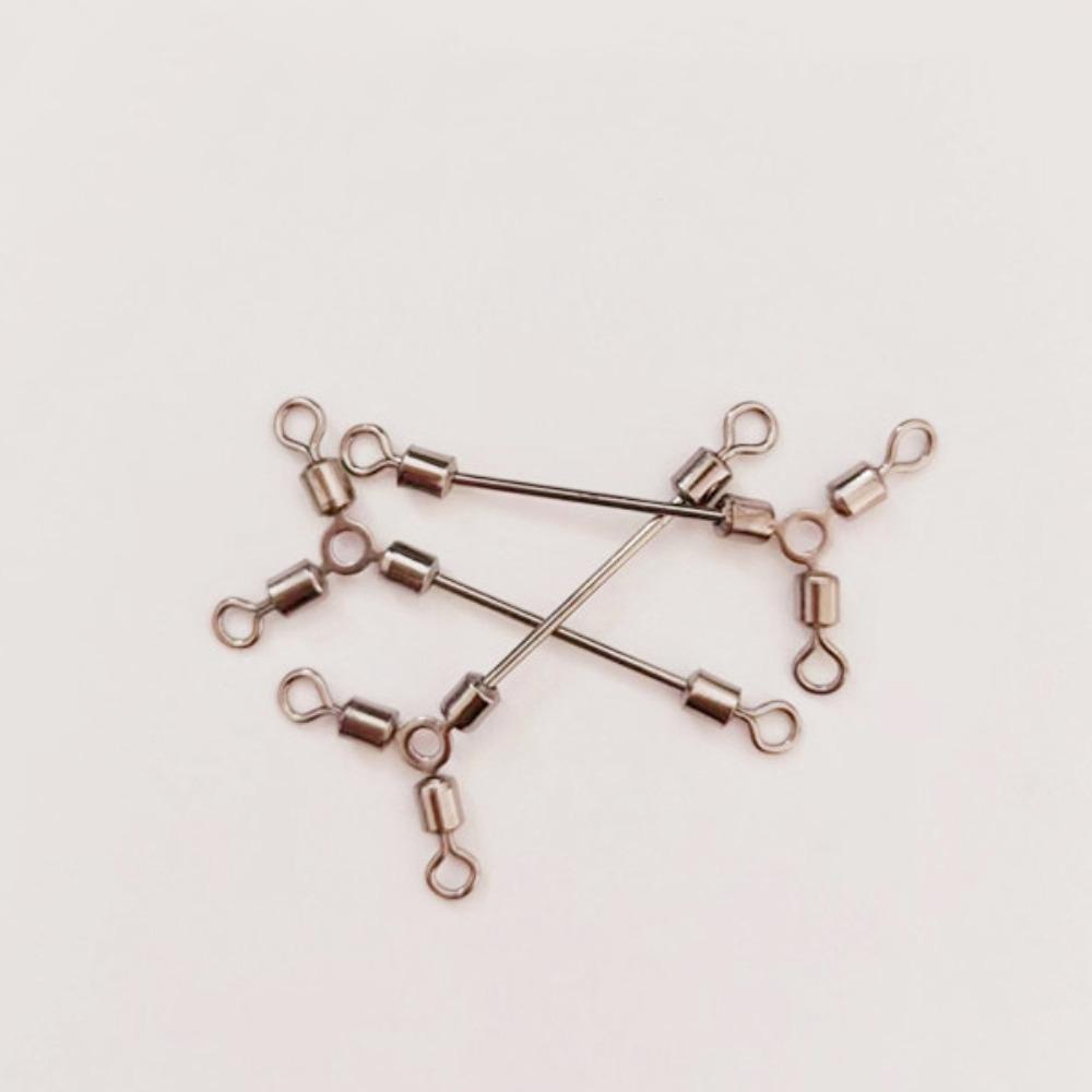 AUGUSTINA Augustina Memancing Barel Putar Aksesoris Memancing 3 Arah 8bentuk Berputar Cincin Memancing Konektor Memancing Barel Putar Konektor Kaki Panjang Long Leg Fishing Swivels